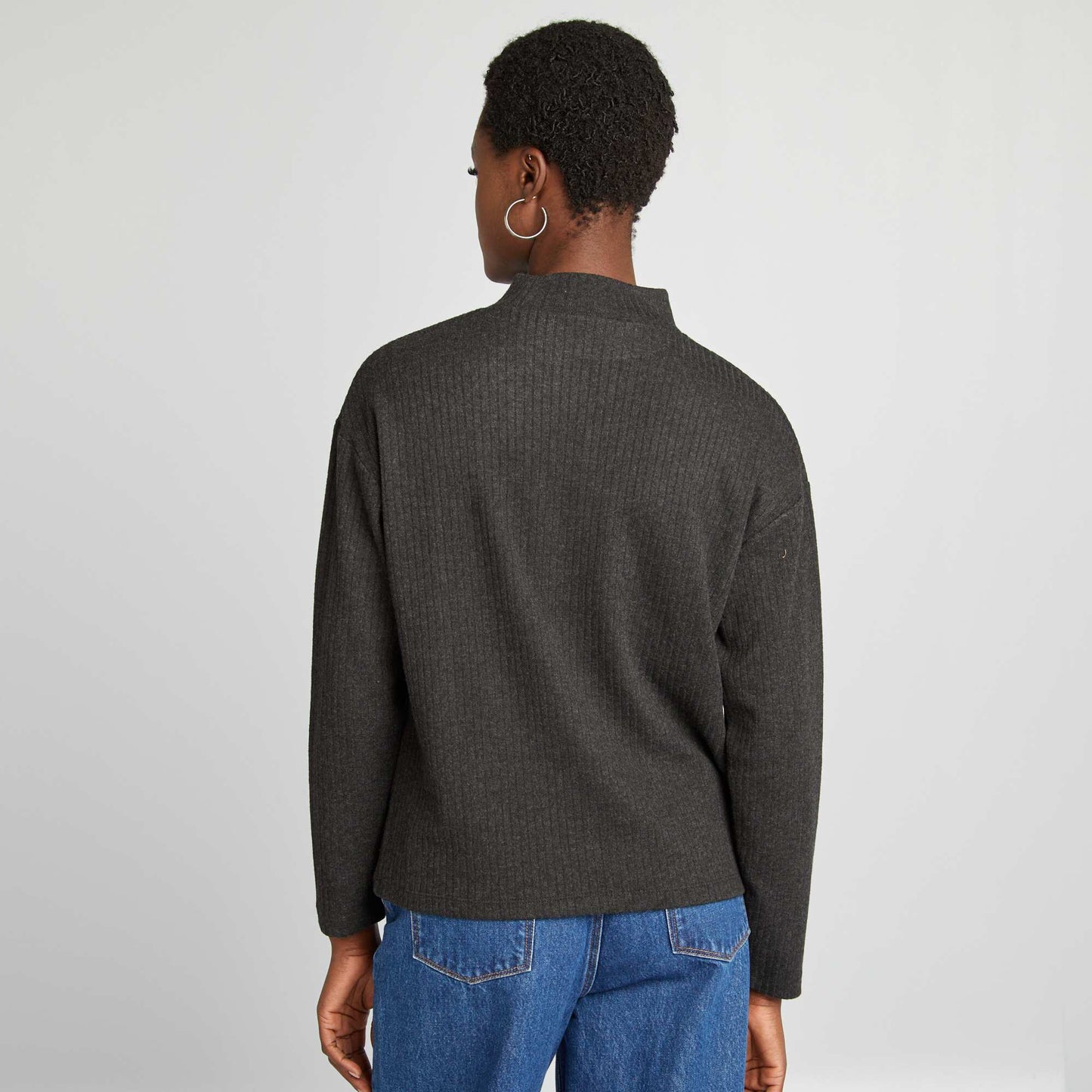 Tee-shirt col montant Gris fonc