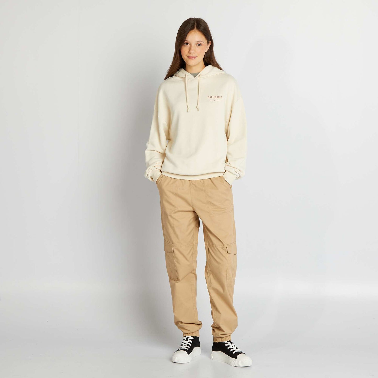 Sweat capuche style US Marron