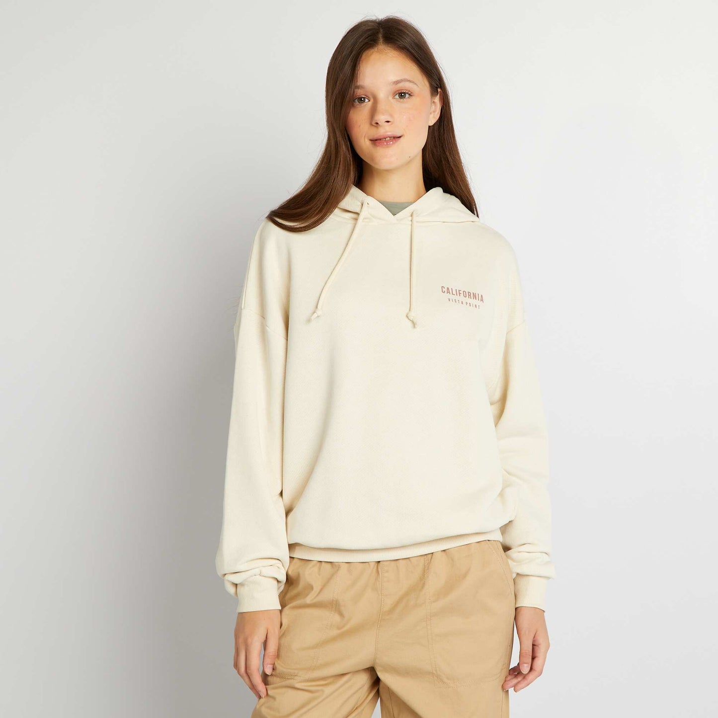 Sweat capuche style US Marron