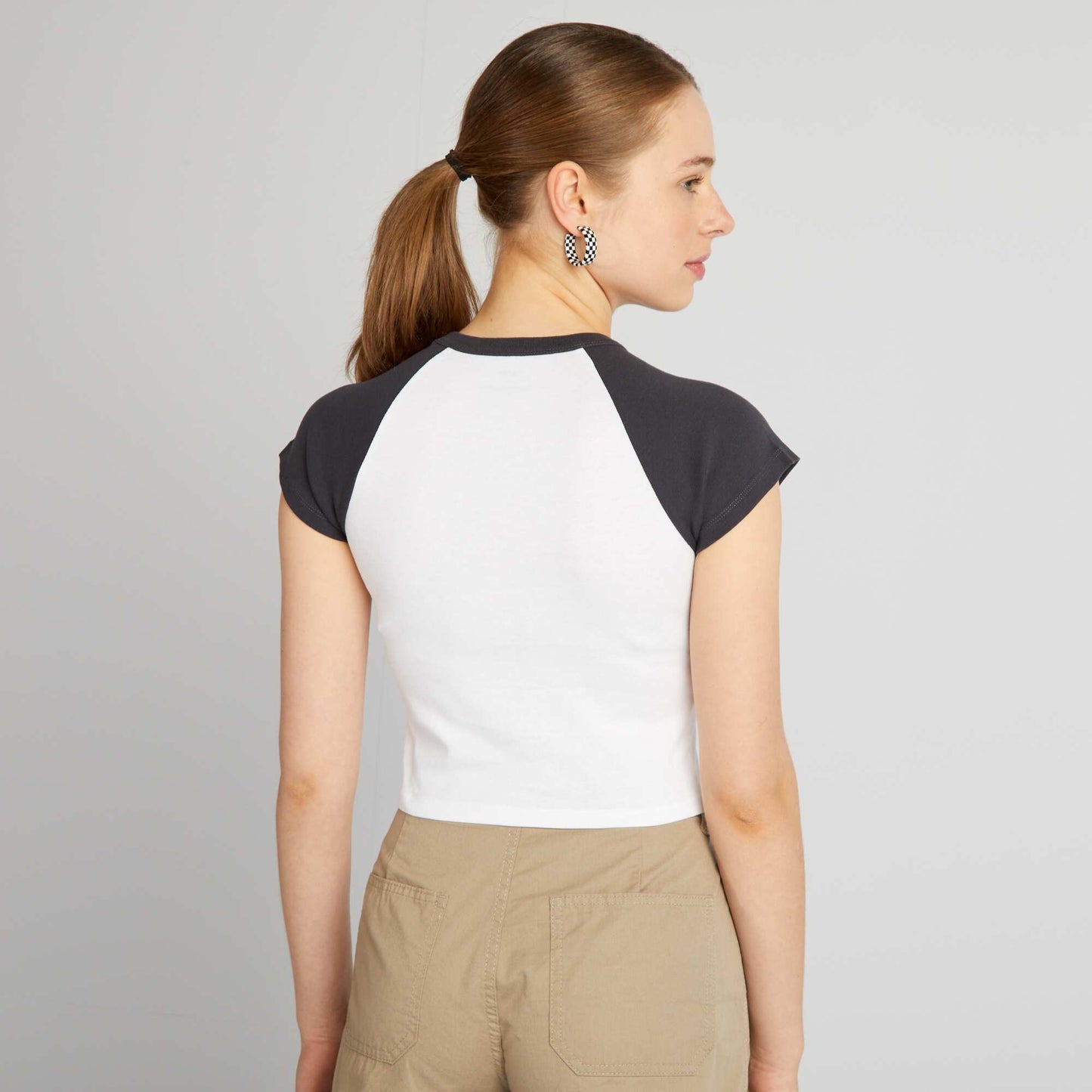 Crop top en jersey avec toile Noir