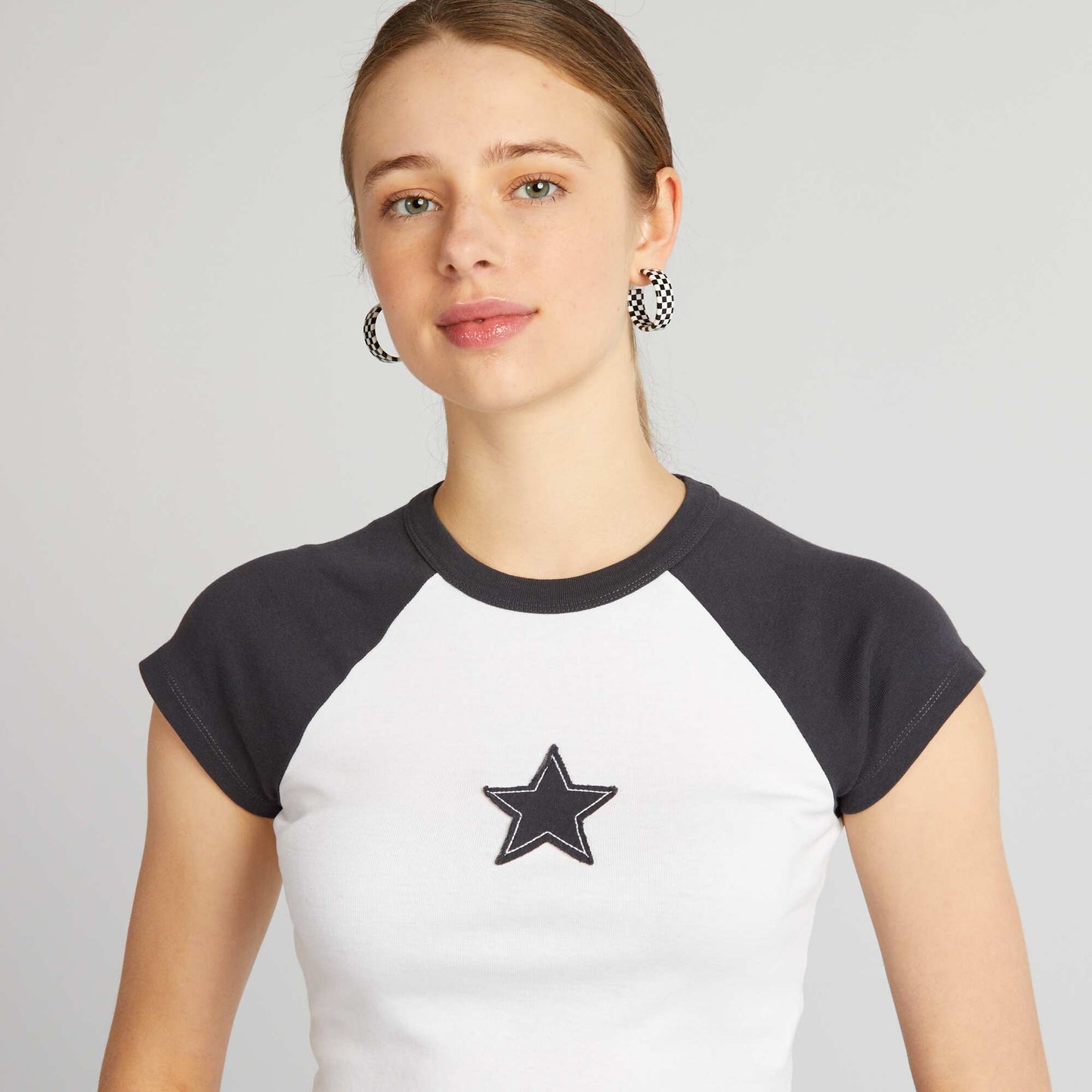 Crop top en jersey avec toile Noir