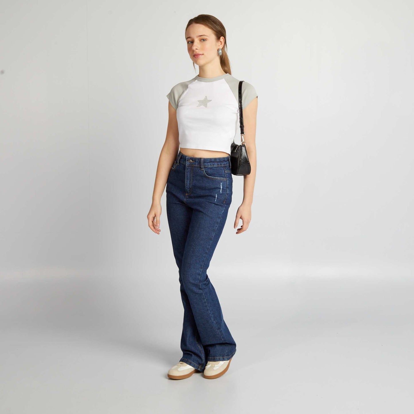 Crop top en jersey avec toile gris