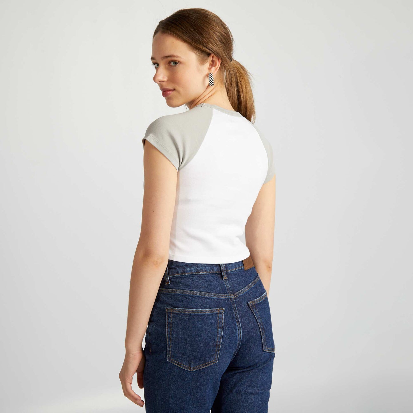 Crop top en jersey avec toile gris