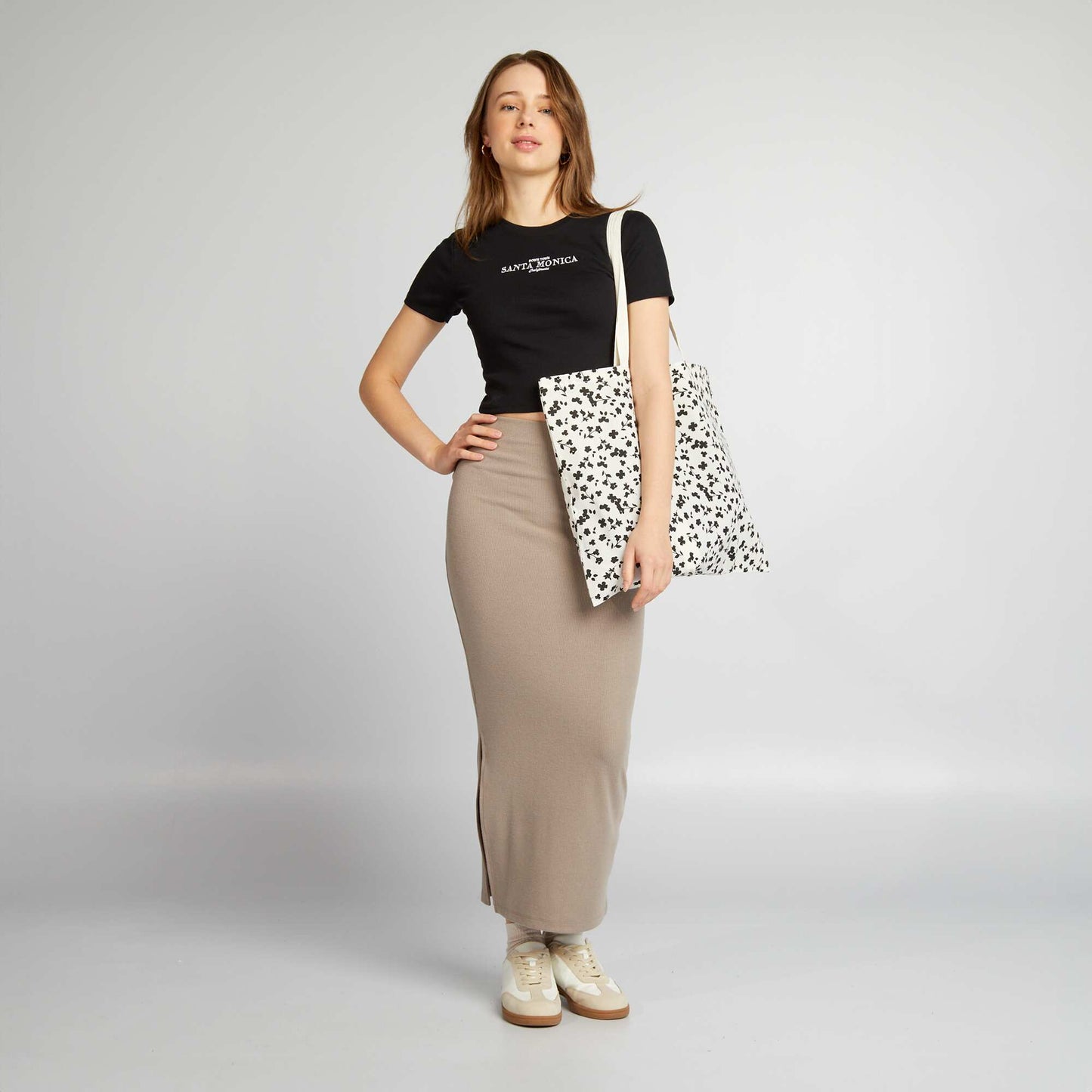 Crop-top c tel uni 'Santa Monica' Noir