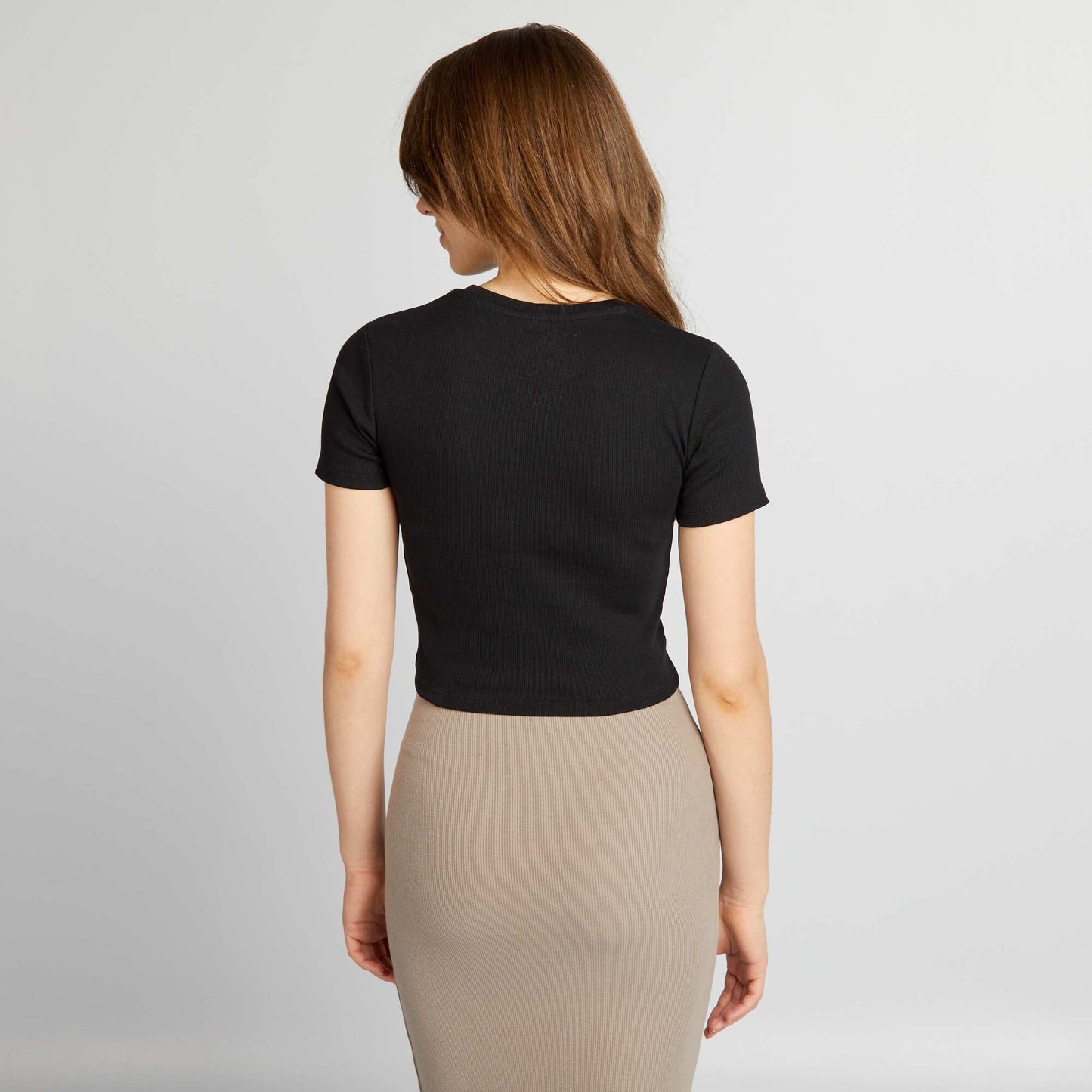Crop-top c tel uni 'Santa Monica' Noir