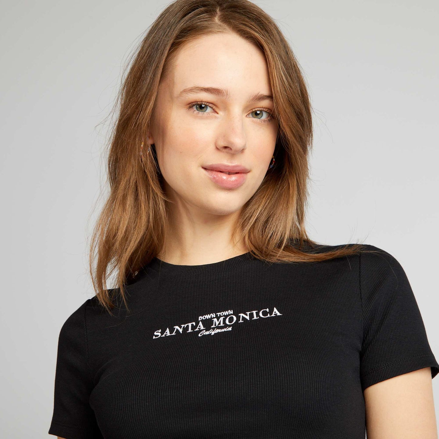 Crop-top c tel uni 'Santa Monica' Noir
