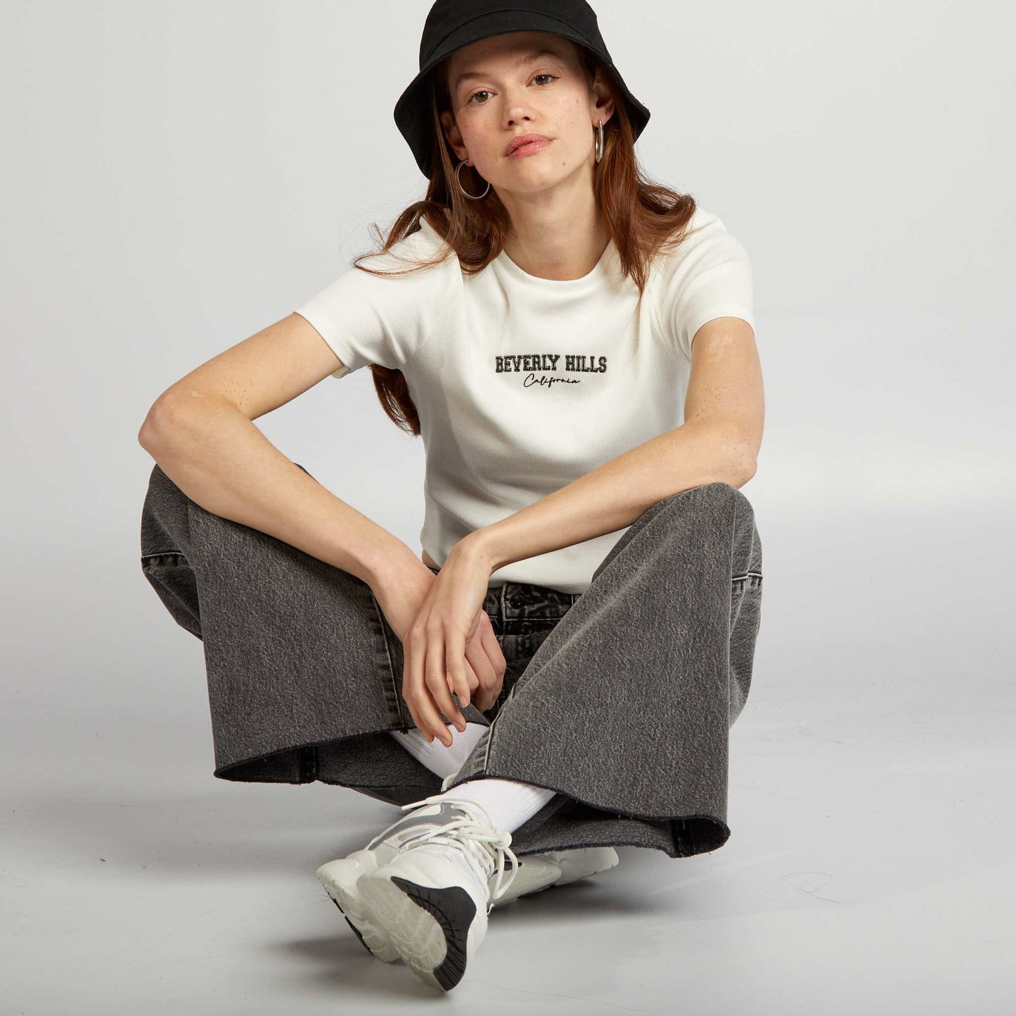 Crop-top c tel uni 'Beverly Hills' blanc