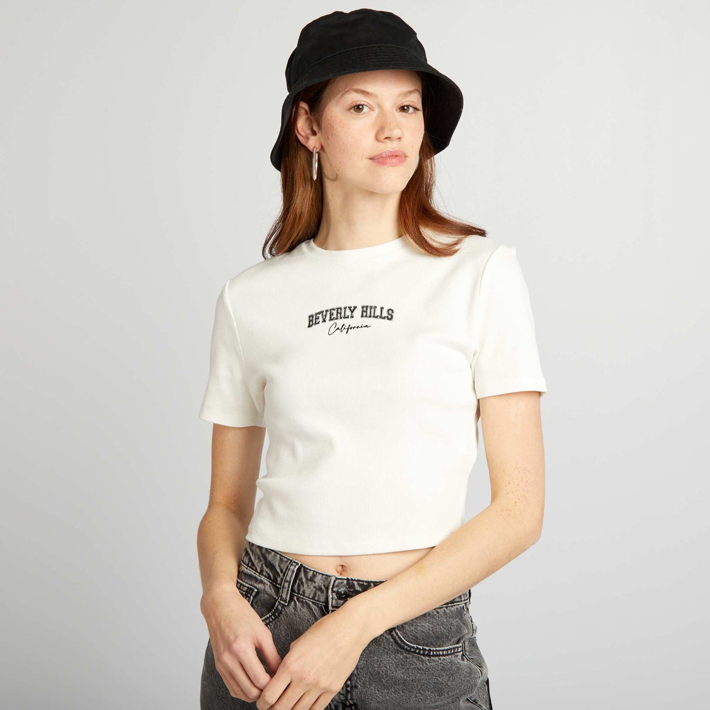 Crop-top c tel uni 'Beverly Hills' blanc