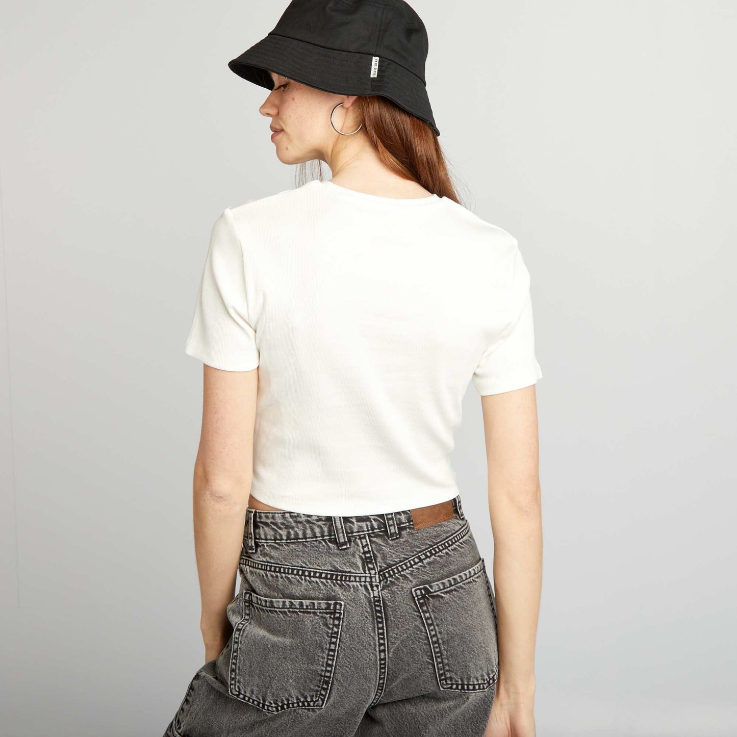 Crop-top c tel uni 'Beverly Hills' blanc