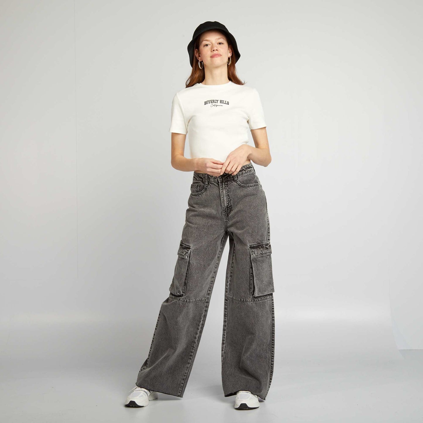 Crop-top c tel uni 'Beverly Hills' blanc