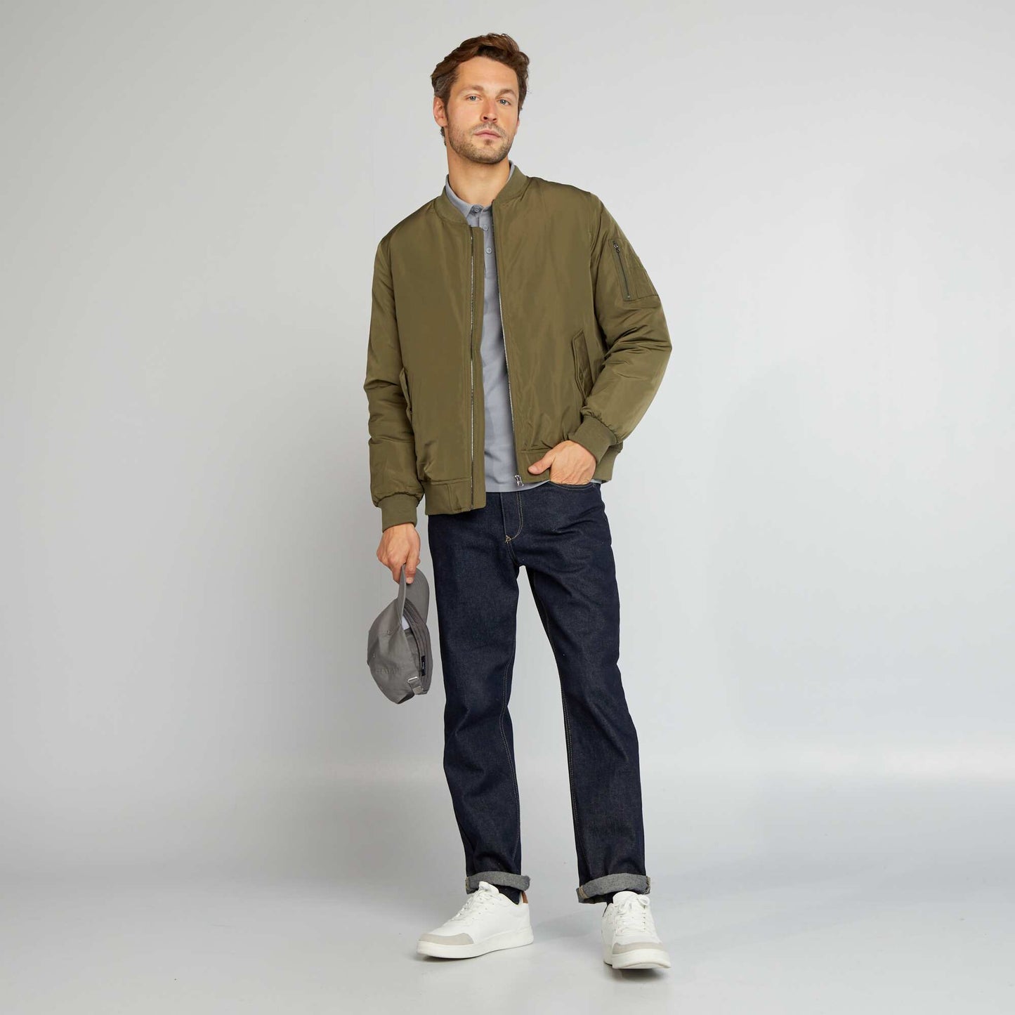 Polo en piqu de coton Bleu