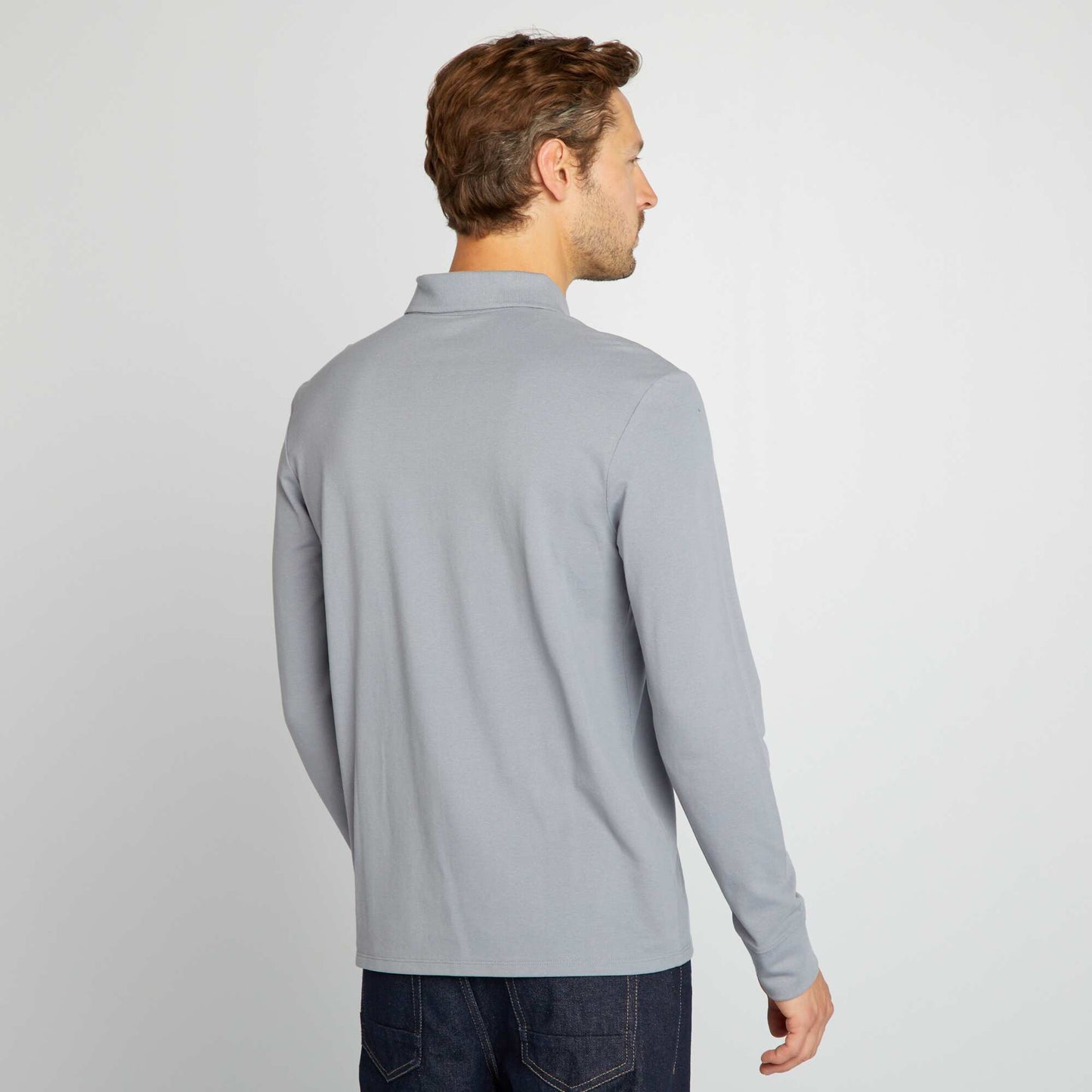 Polo en piqu de coton Bleu