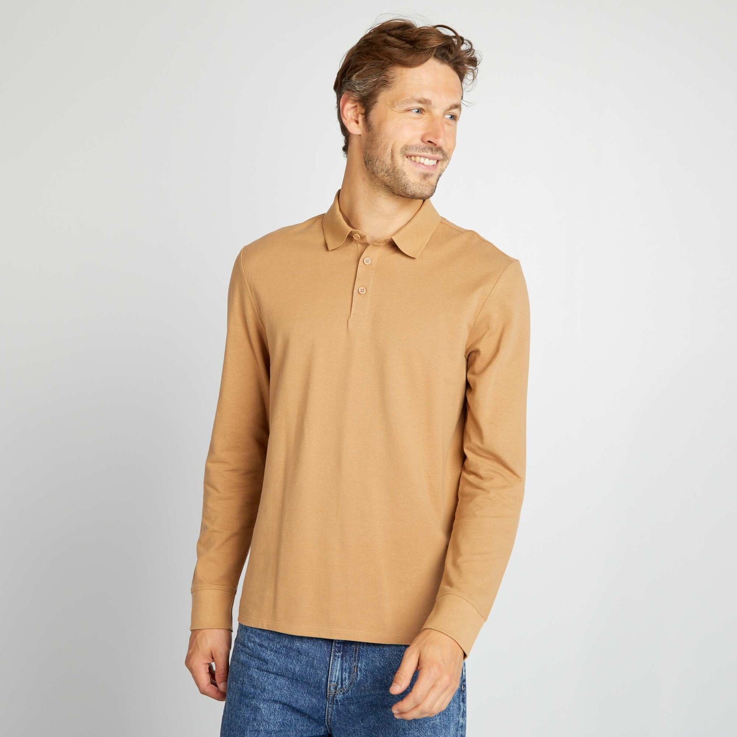 Polo en piqu de coton Beige