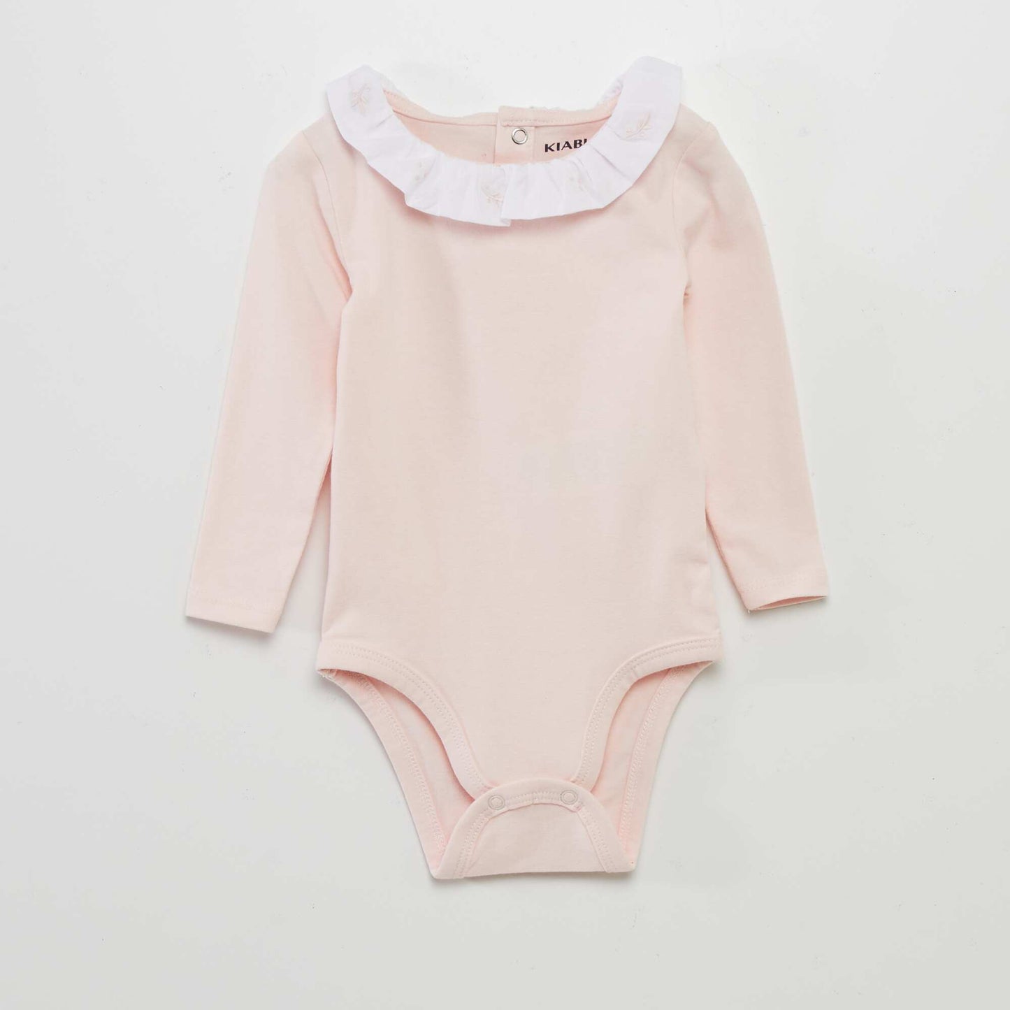 Lot de 2 bodies manches longues avec collerette Blanc/rose