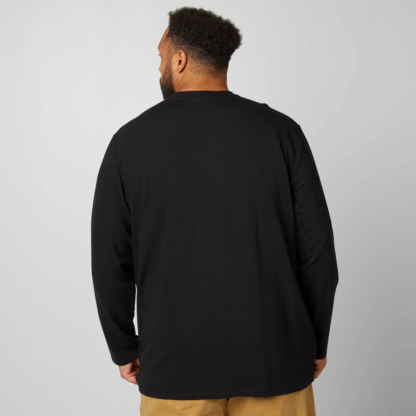 T-shirt pais en maille ottoman uni noir