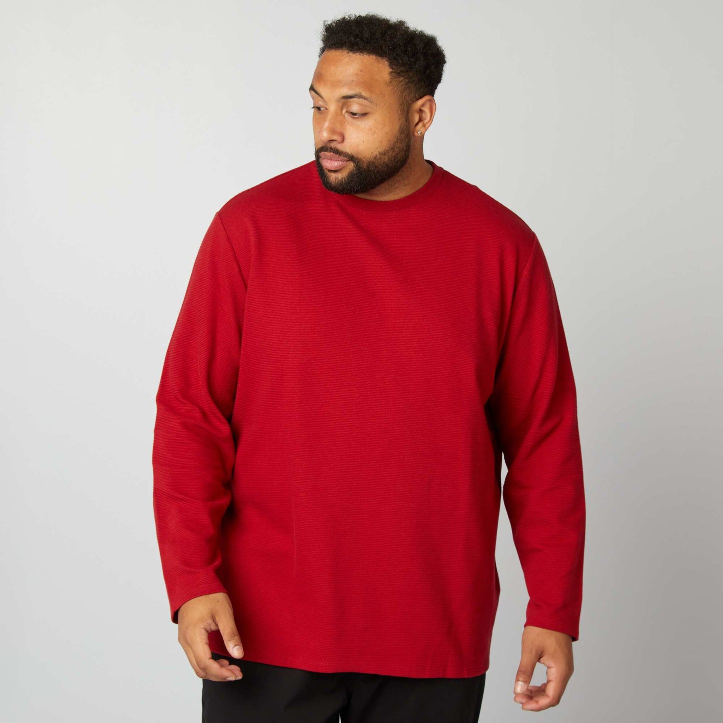 T-shirt pais en maille ottoman uni Rouge