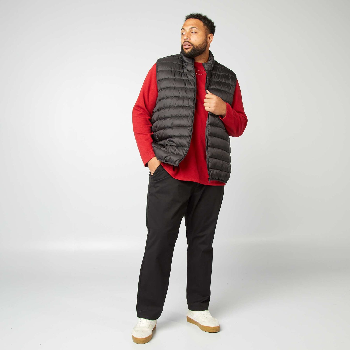 T-shirt pais en maille ottoman uni Rouge