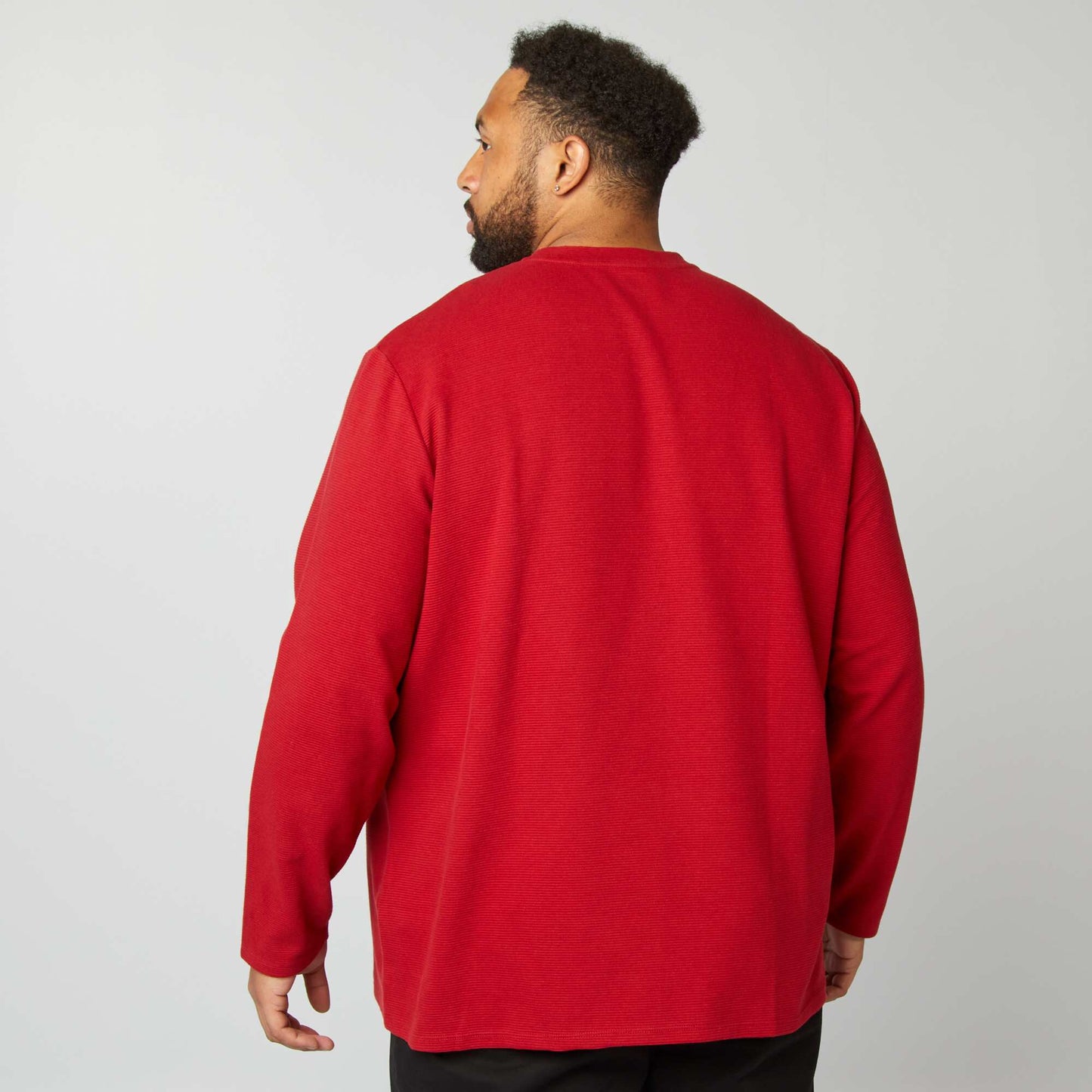 T-shirt pais en maille ottoman uni Rouge