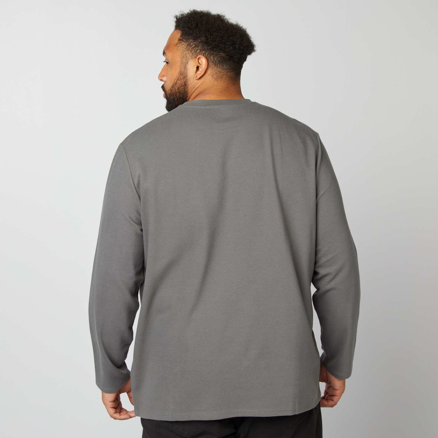 T-shirt pais en maille ottoman uni Gris