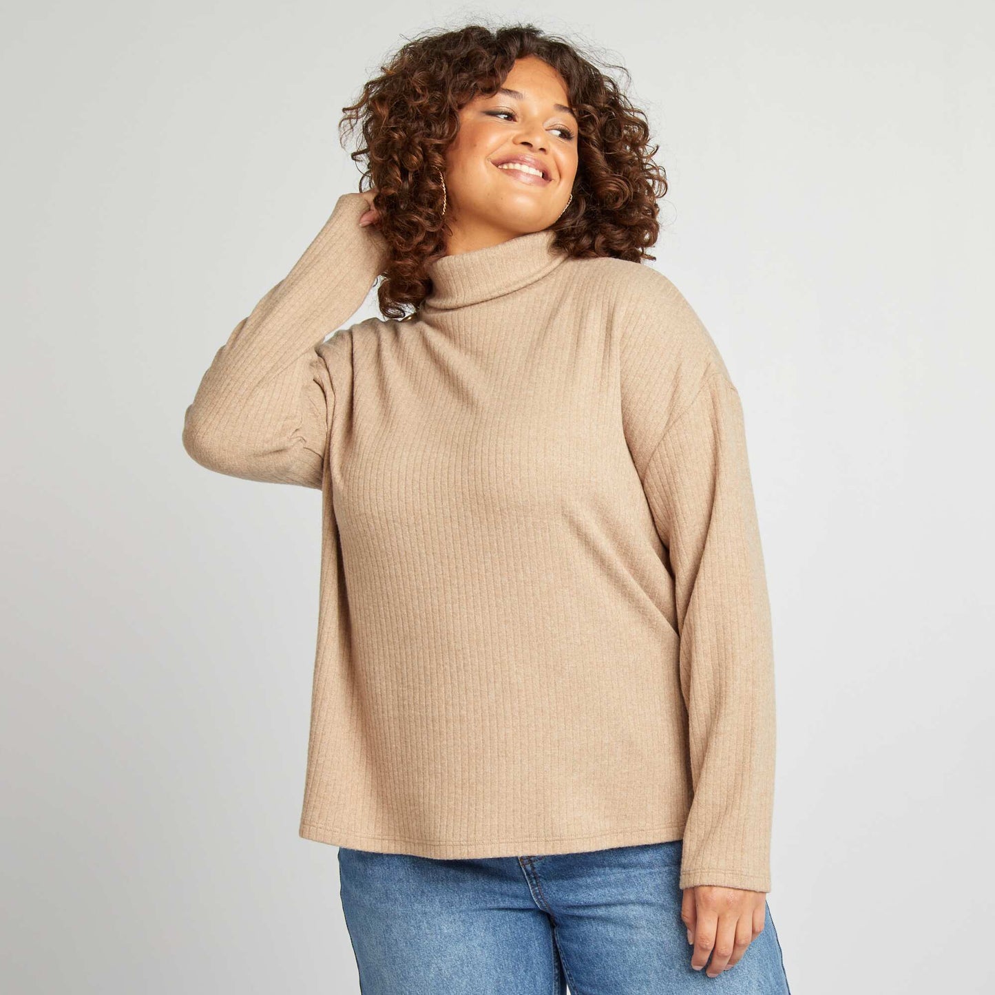 Sous-pull c tel avec col roul Beige