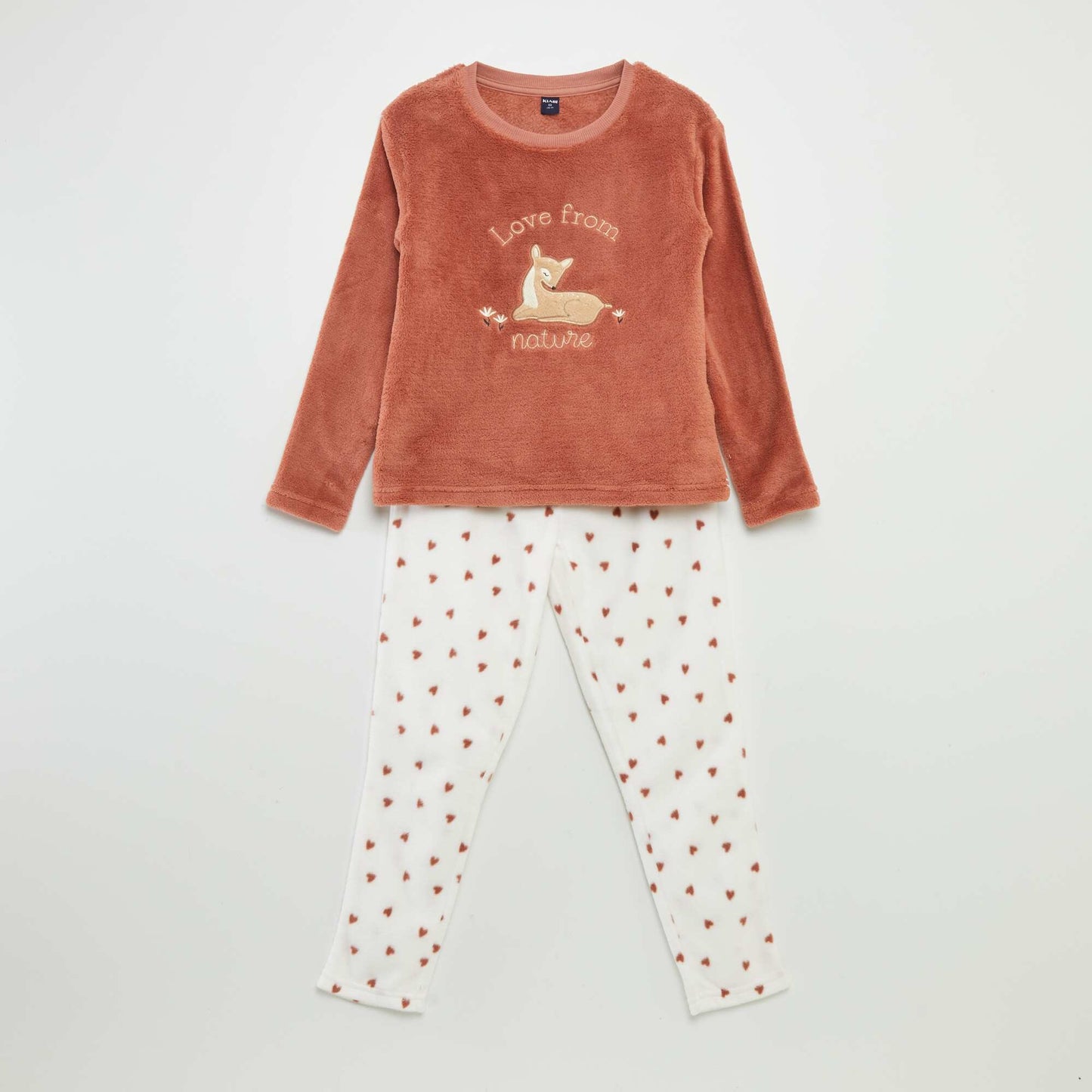 Ensemble pyjama polaire 'biche' - 2 pi ces Marron/blanc