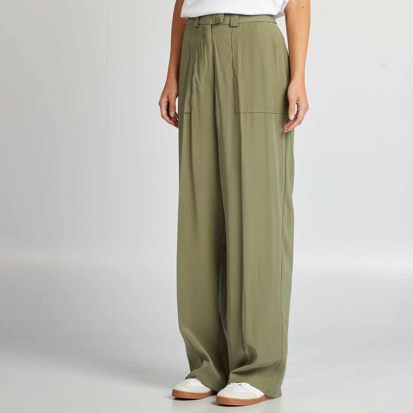 Pantalon large style tailleur Vert
