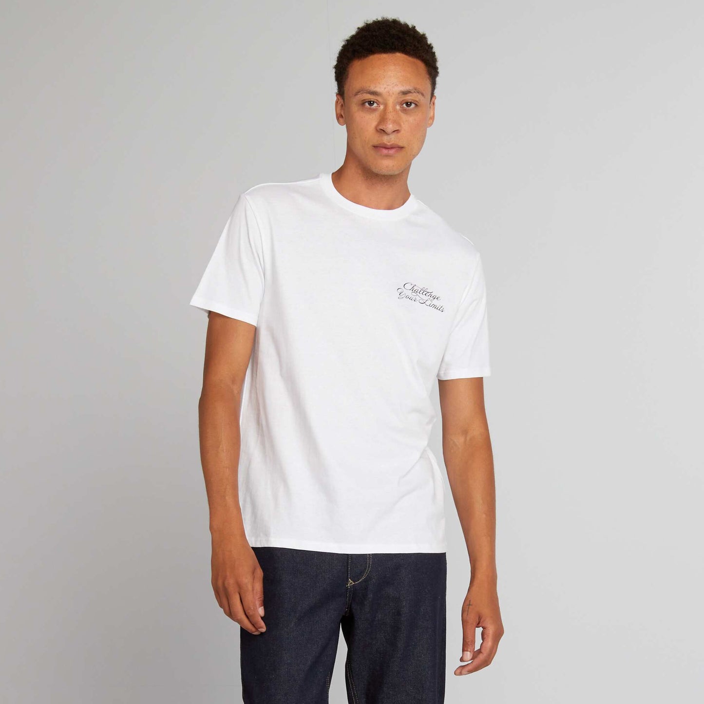 T-shirt en coton coupe droite avec imprim Blanc 'Challenge'