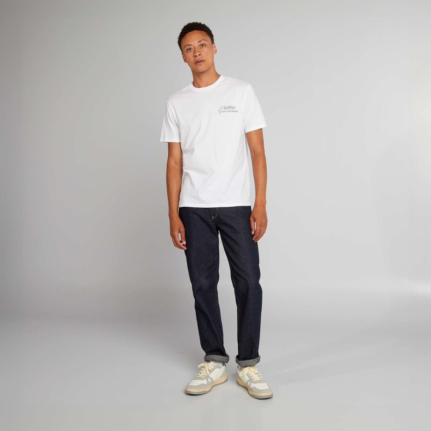 T-shirt en coton coupe droite avec imprim Blanc 'Challenge'