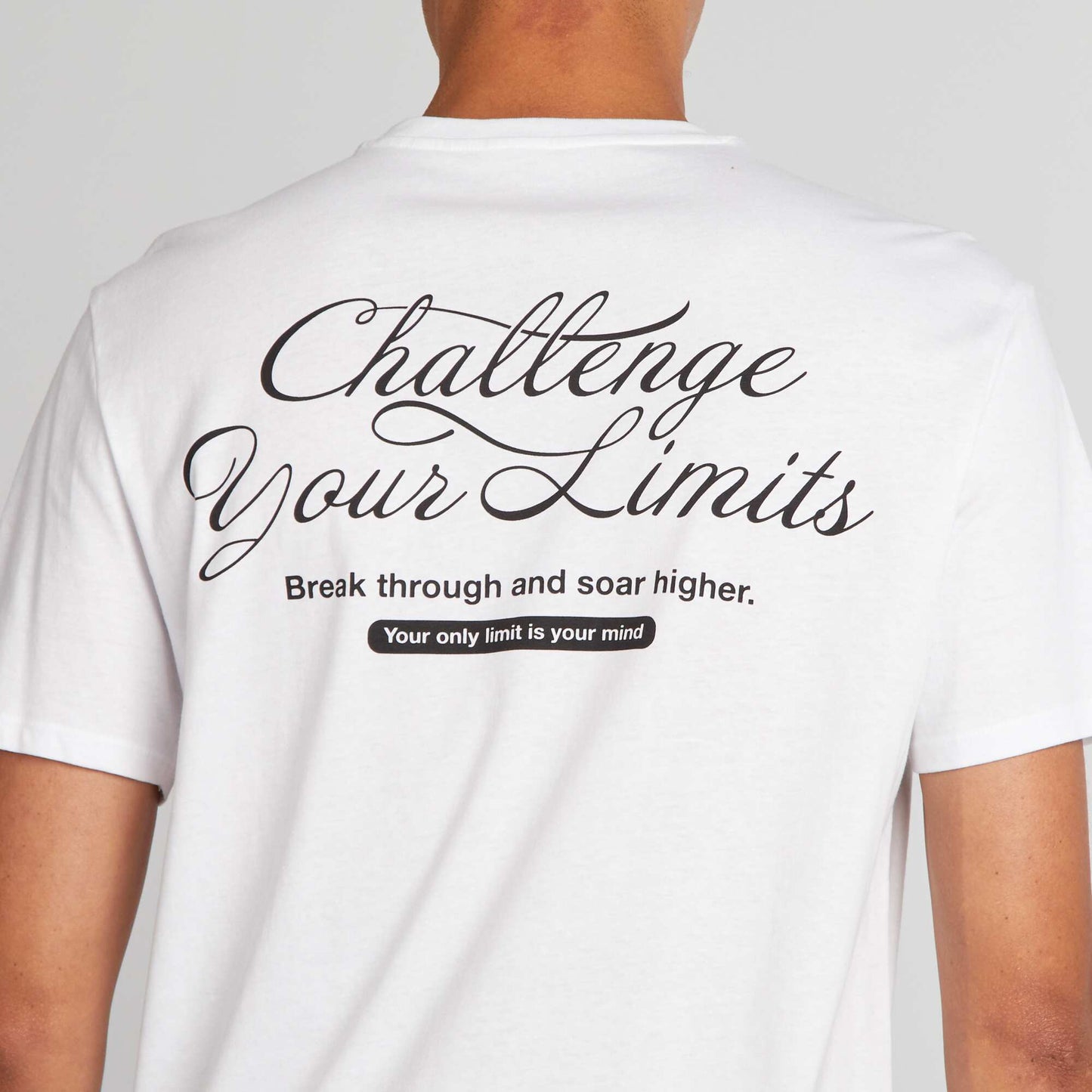 T-shirt en coton coupe droite avec imprim Blanc 'Challenge'