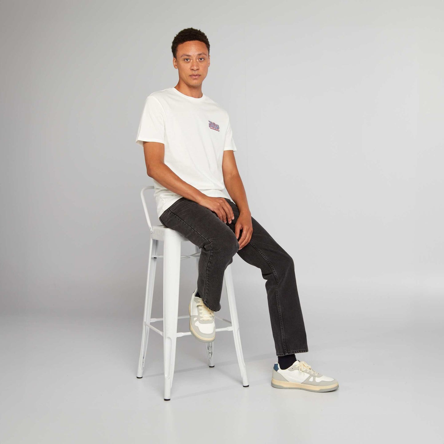 T-shirt en coton coupe droite avec imprim Blanc 'Old iron'