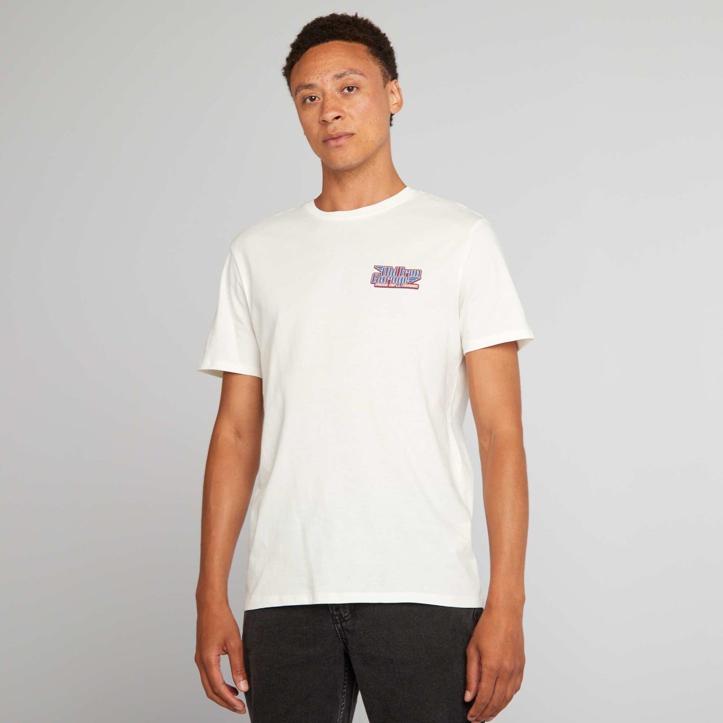 T-shirt en coton coupe droite avec imprim Blanc 'Old iron'