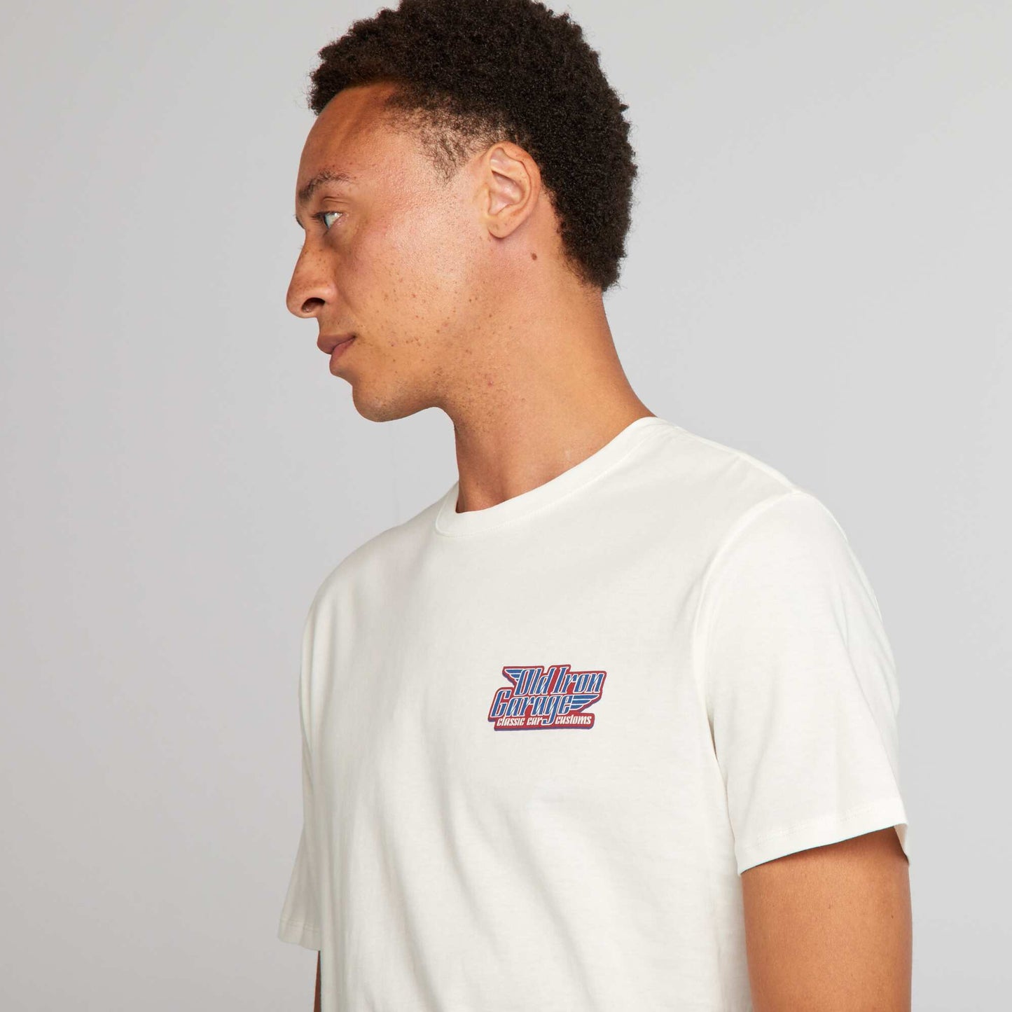 T-shirt en coton coupe droite avec imprim Blanc 'Old iron'