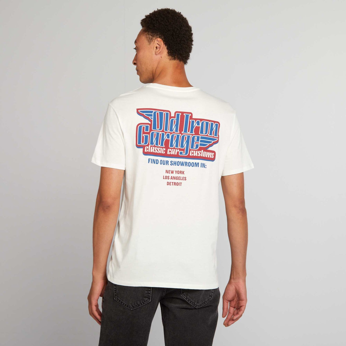 T-shirt en coton coupe droite avec imprim Blanc 'Old iron'