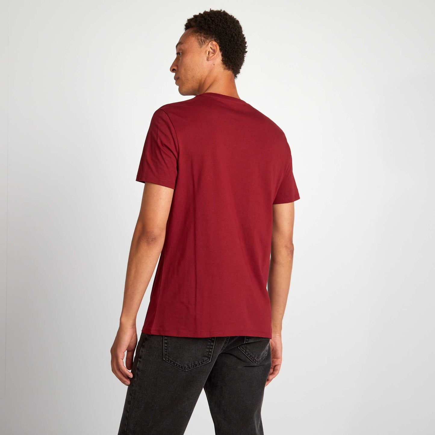 T-shirt en coton coupe droite avec imprim Rouge bordeaux