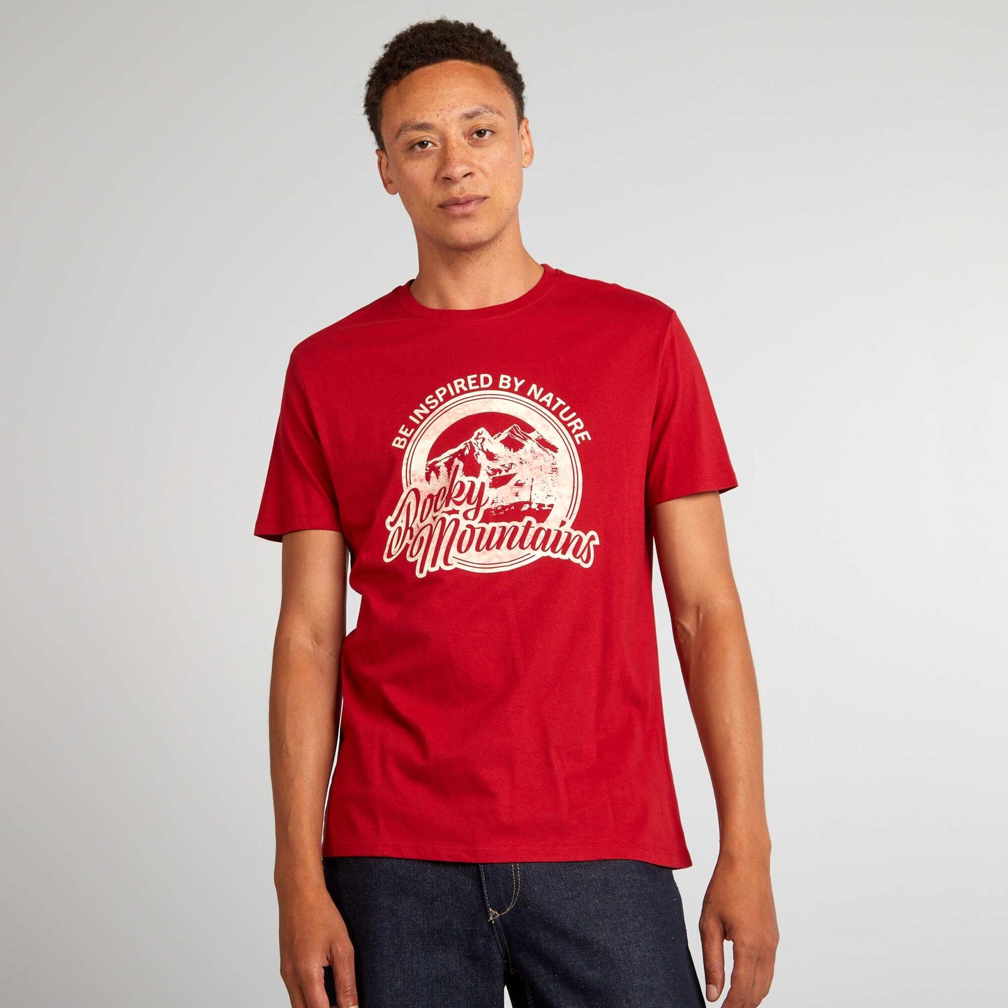 T-shirt en coton coupe droite avec imprim Rouge 'Rocky'