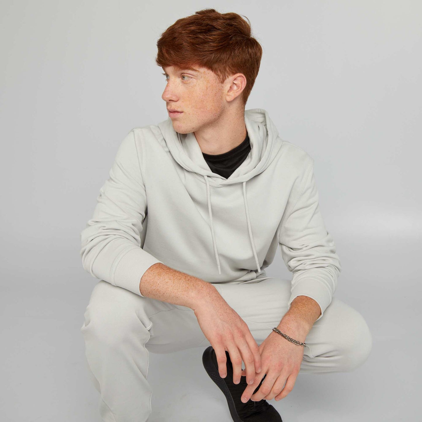 Sweat capuche en molleton l ger gris clair
