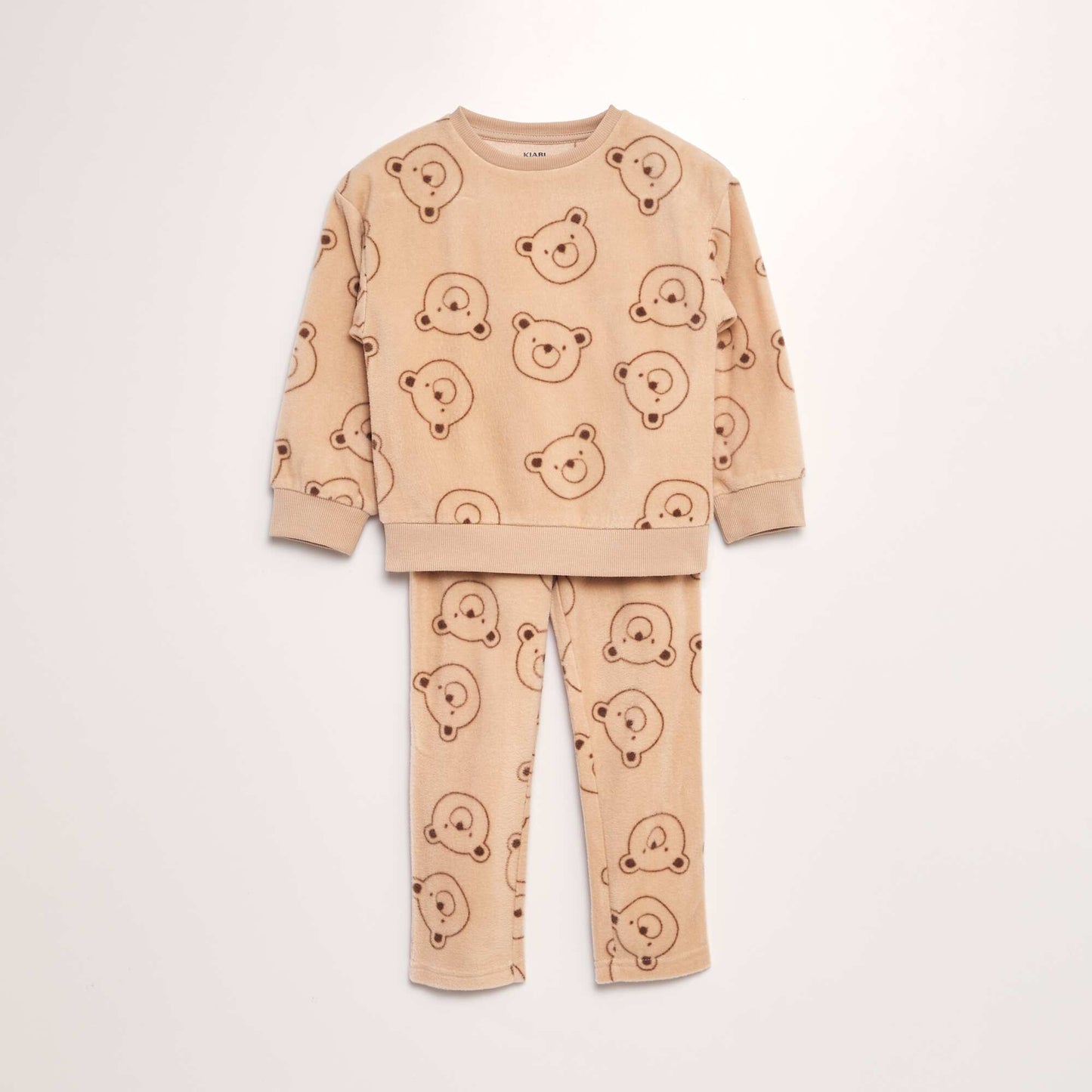 Ensemble pyjama en polaire imprim t-shirt + pantalon - 2 pi ces Marron