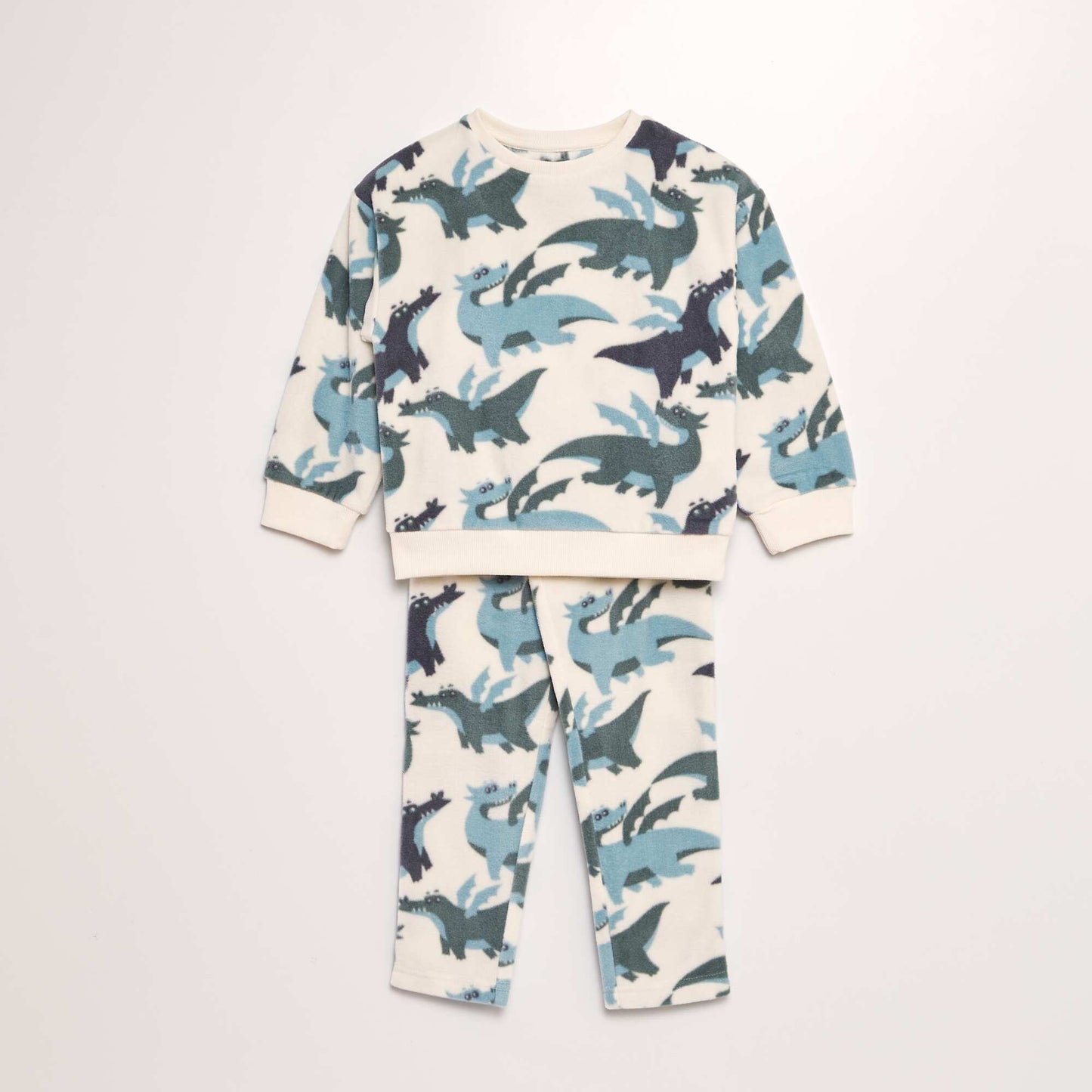 Ensemble pyjama en polaire imprim t-shirt + pantalon - 2 pi ces Blanc