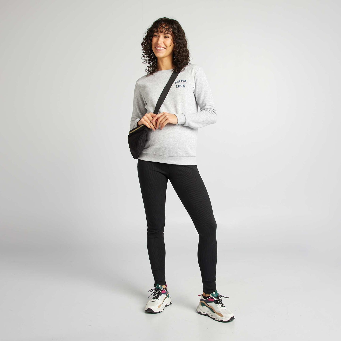 Legging côtelé de maternité Noir