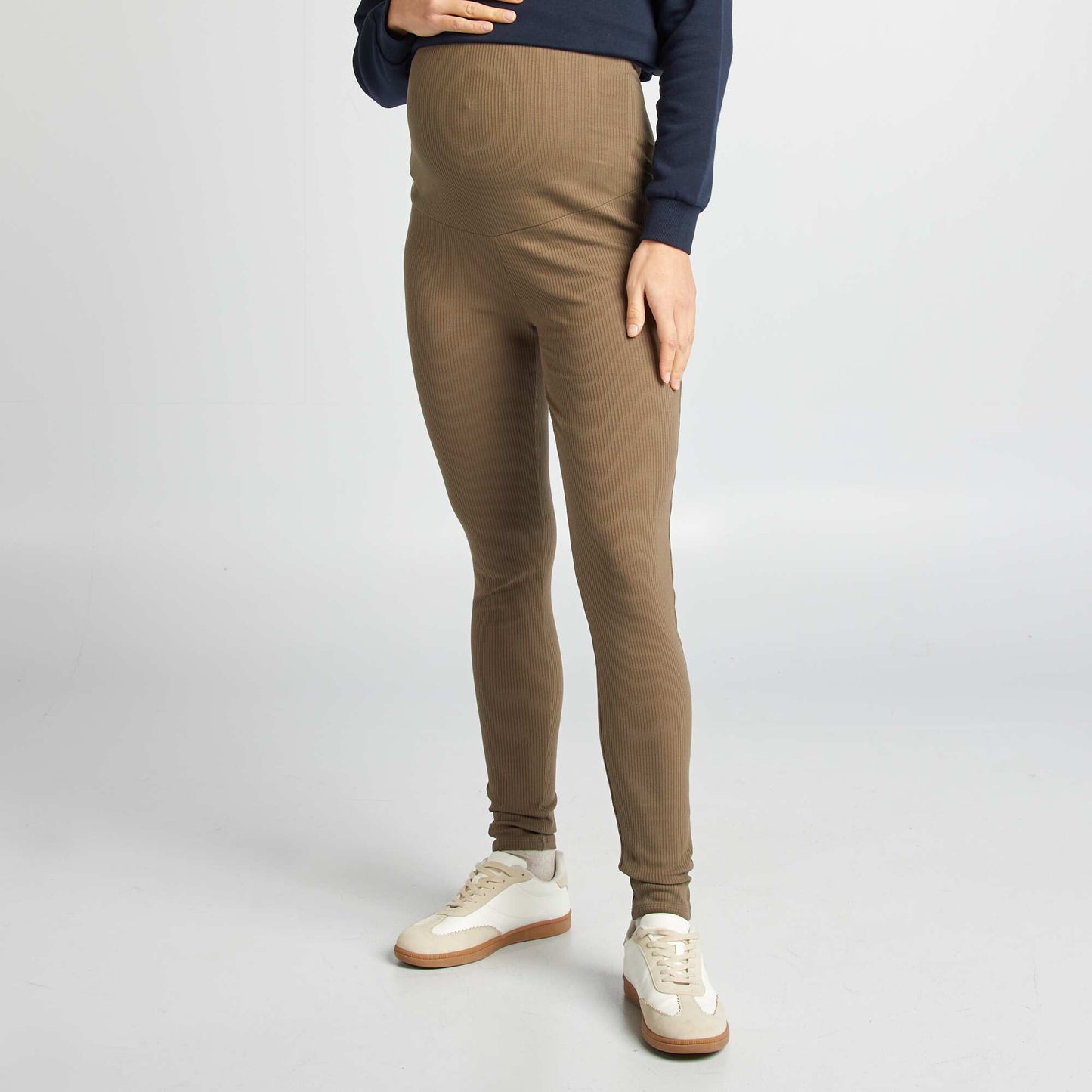 Legging côtelé de maternité kaki