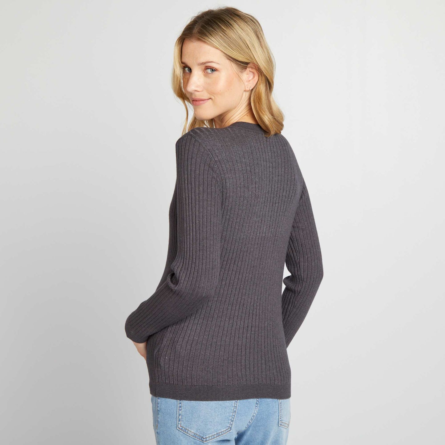 Pull d'allaitement maille fine Gris