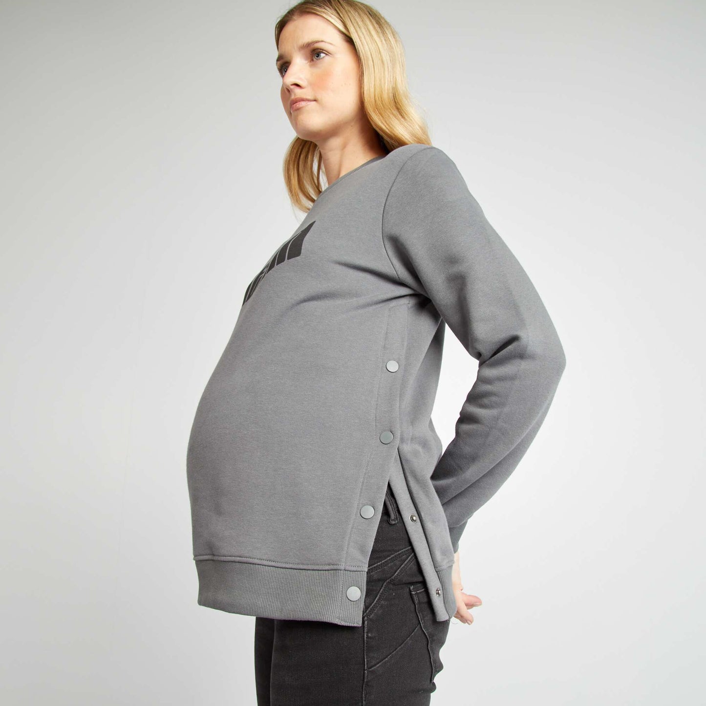 Sweat allaitement avec ouverture pressions Gris