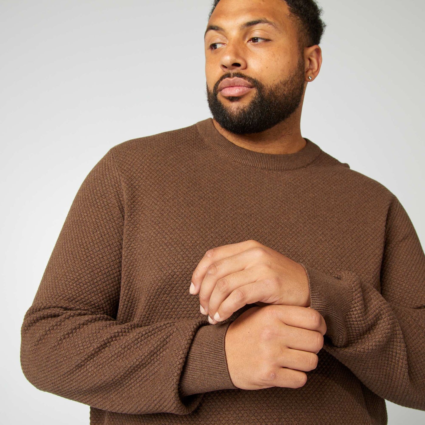 Pull en maille col rond MARRON