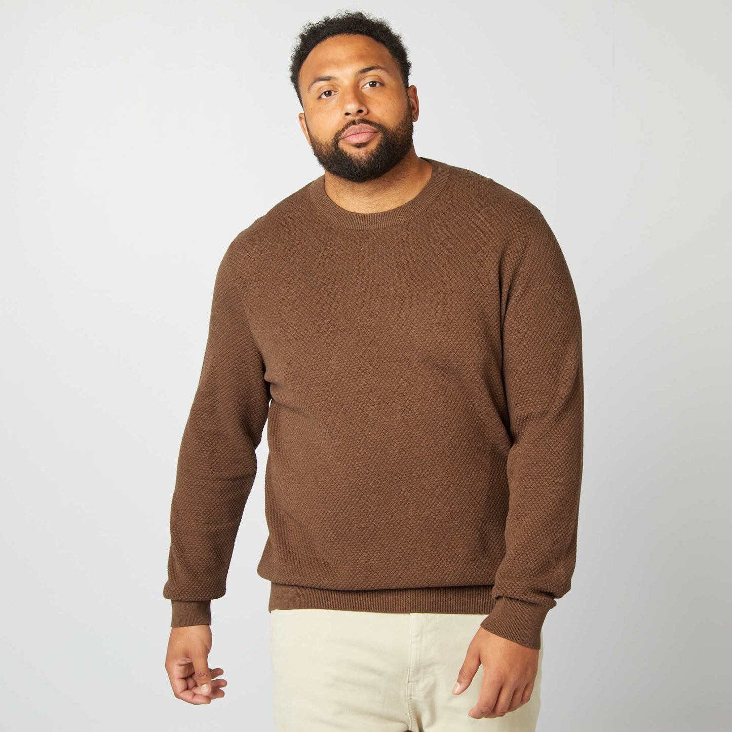 Pull en maille col rond MARRON