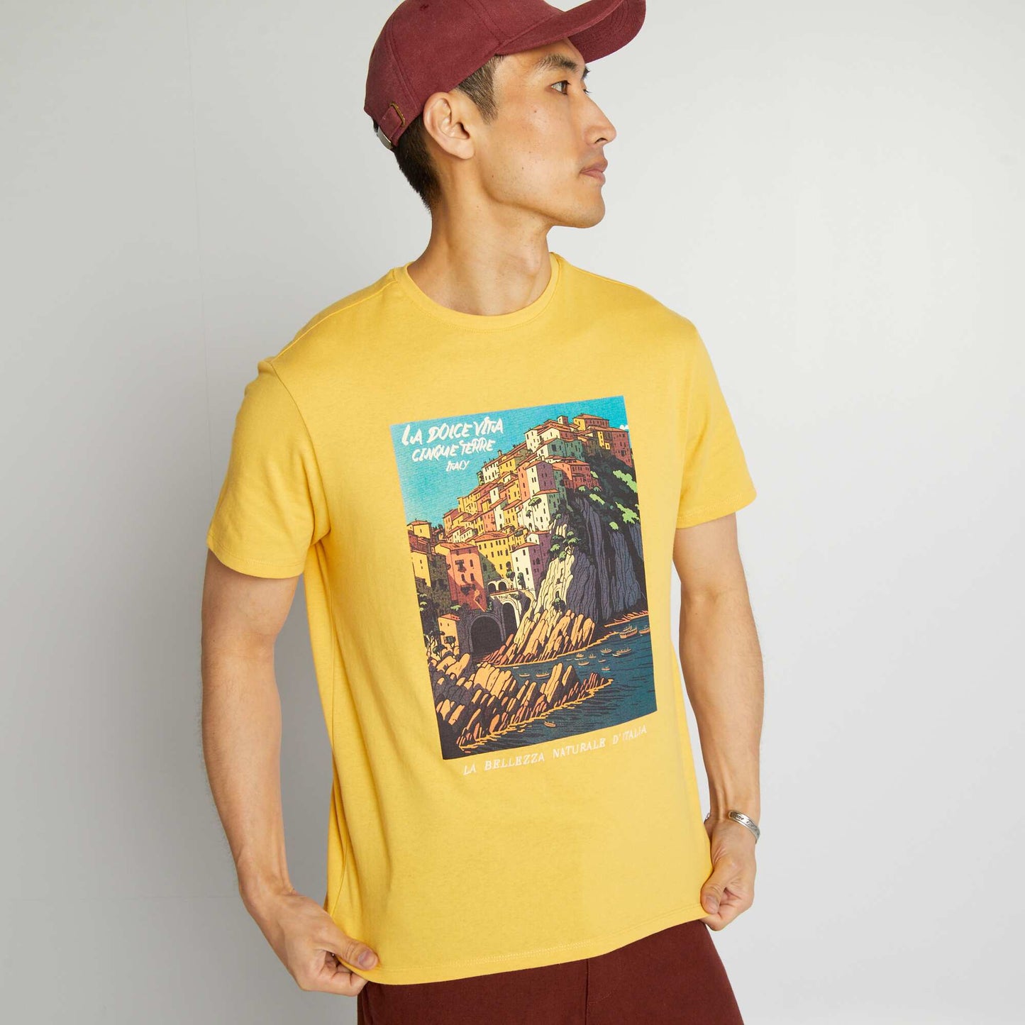T-shirt en coton imprim jaune