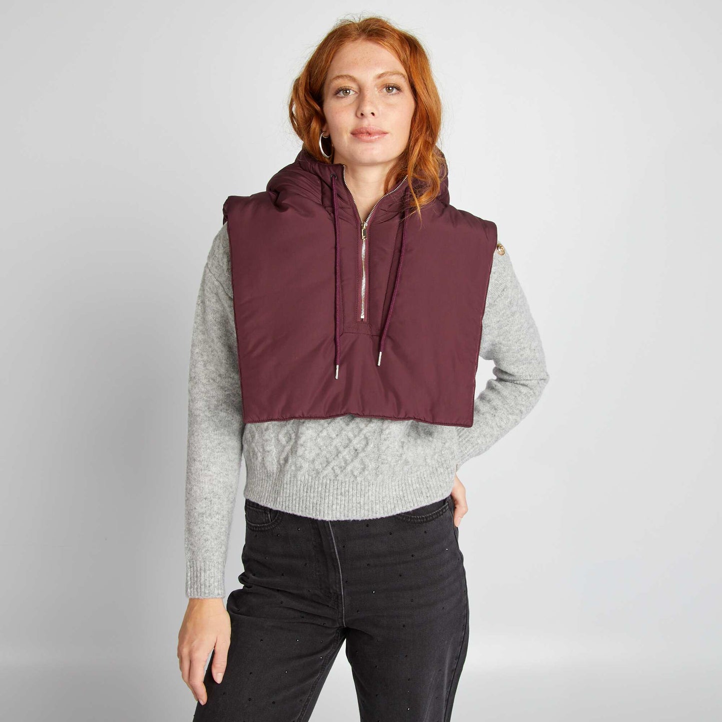 Doudoune plastron capuche Violet