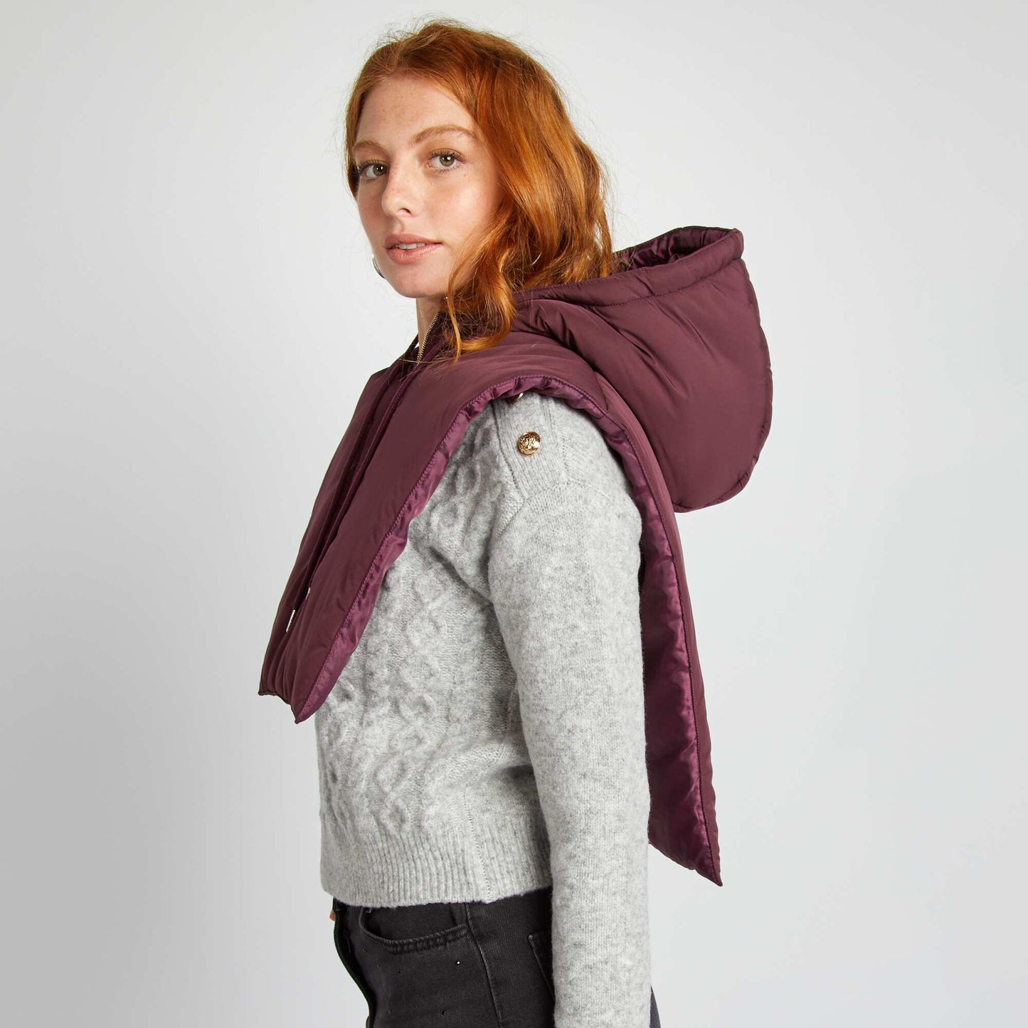 Doudoune plastron capuche Violet
