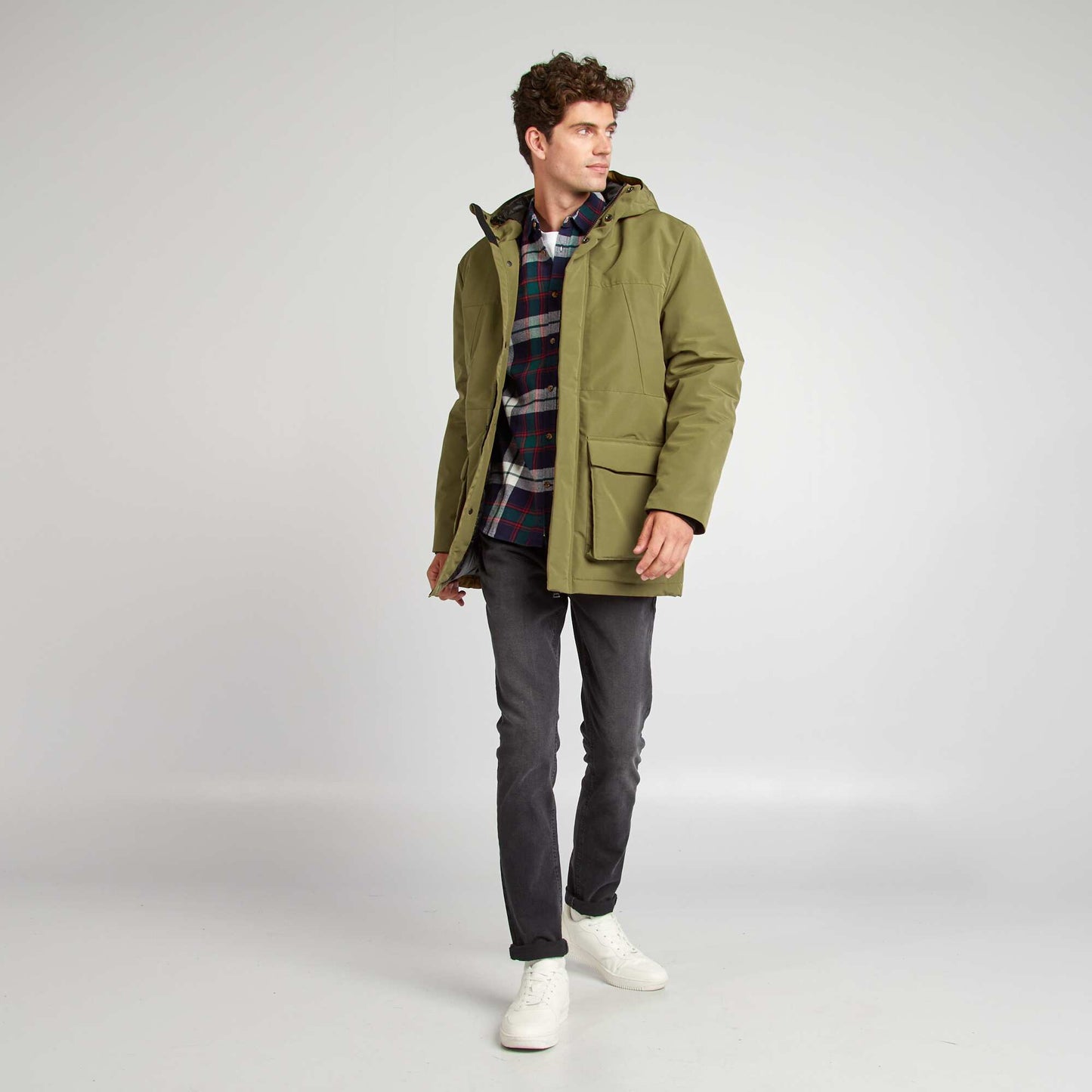 Parka paisse capuche Marron