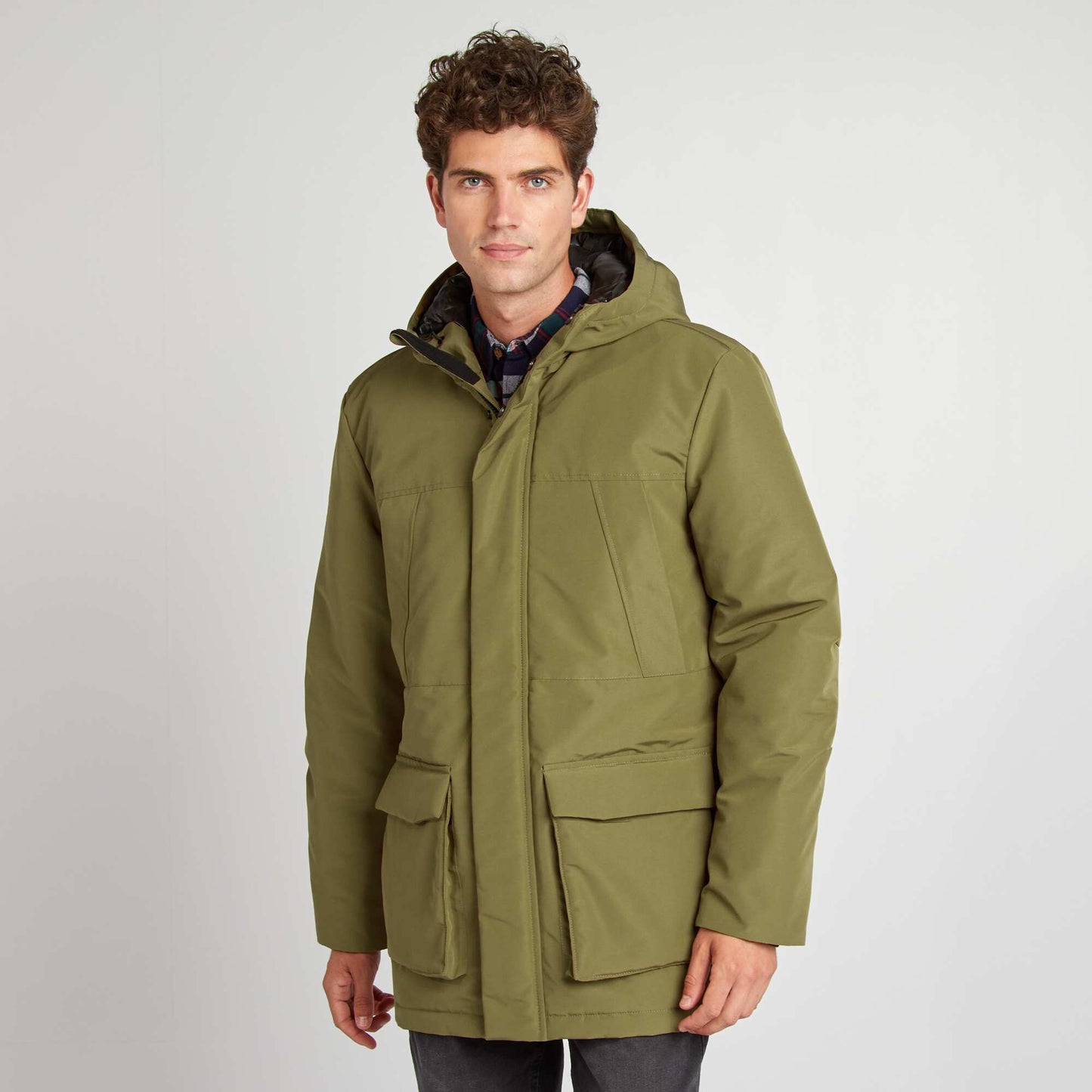 Parka paisse capuche Marron