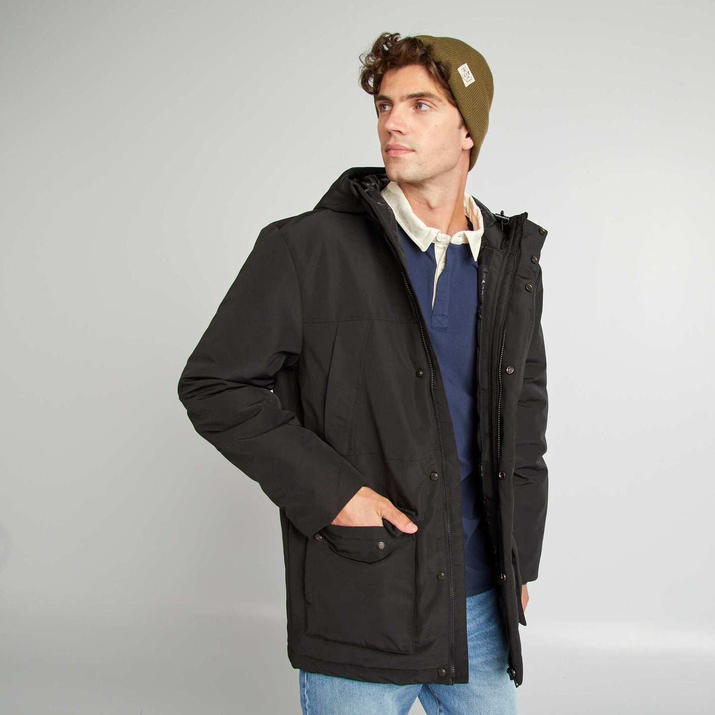 Parka paisse capuche noir